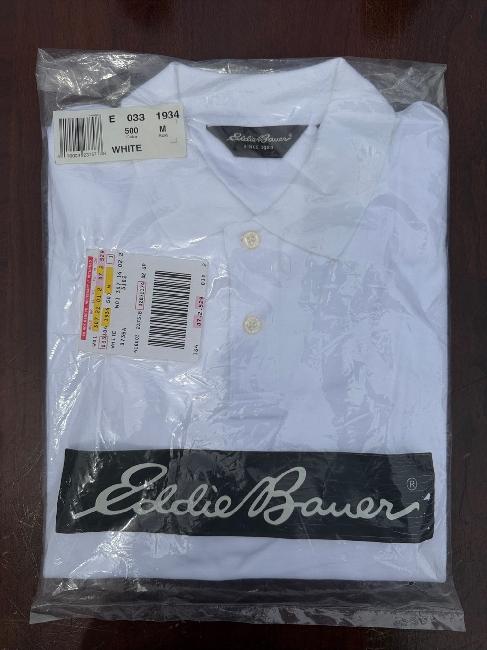 Eddie Bauer Men’s White Polo Shirt - Classic Button Placket